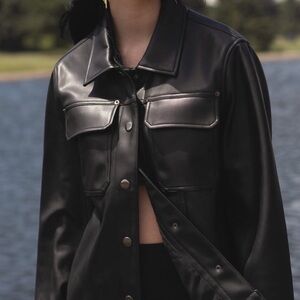 Jules Kae Audriana Faux Leather Trucker Jacket - NWT - Size L